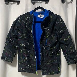 Columbia Black Jacket with Blue and Multicolor Accents